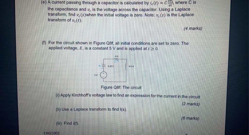 E A Current Passing Through A Capacitor Is Calculated By Ic T Where C Is Dt The Capacitance And V Is The Voltage 1