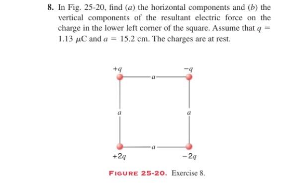 8 In Fig 25 20 Find A The Horizontal Components And B The Vertical Components Of The Resultant Electric Force On 1