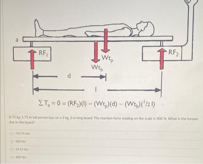 A Rf Rf2 Wte Wto D Eta 0 Rf 0 Wt D Wty 21 A 75 Kg 1 75 M Tall Person Lays On A 3 Kg 2 M Long Boar 2