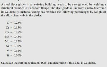 A Steel Floor Girder In An Existing Building Needs To Be Strengthened By Welding A Structural Member To Its Bottom Lange 1