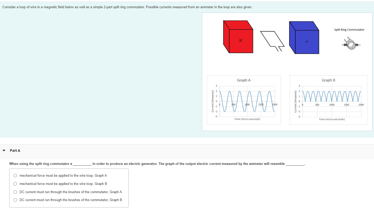 Consider A Loop Of Wire In A Magnetic Field Below As Well As A Simple 2 Part Split Ring Commutator Possible Currents Me 1