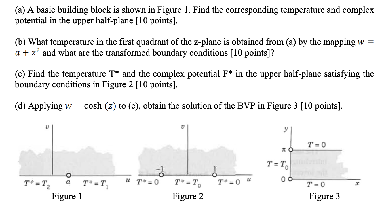 A A Basic Building Block Is Shown In Figure 1 Find The Corresponding Temperature And Complex Potential In The Upper H 1