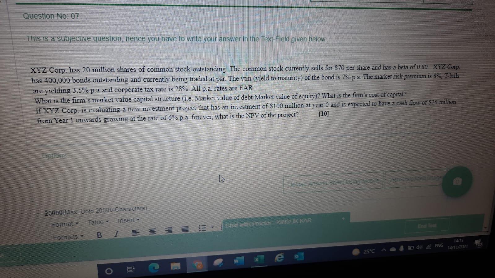 Question No 07 This Is A Subjective Question Hence You Have To Write Your Answer In The Text Field Given Below Xyz Co 1