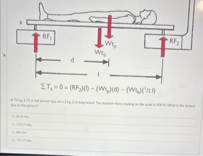 A 1 Rf Wte Rf Wto D Et 0 Rf2 O Wtp D Wty 21 A 75 Kg 1 75 M Tall Person Lays On A 3 Kg 2 M Long Boa 1