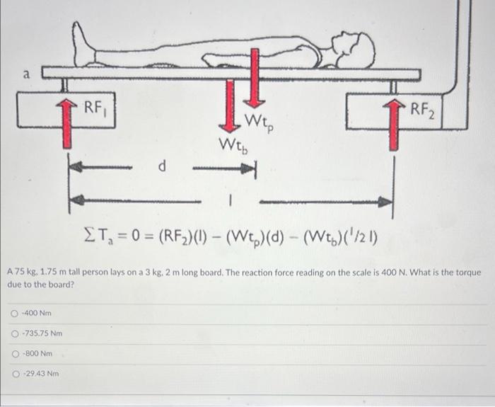 A 1 Rf Rf2 Wte Wto D Et 0 Rf20 Wtp D Wt 21 A 75 Kg 1 75 M Tall Person Lays On A 3 Kg 2 M Long Boar 1