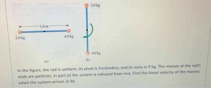 2 0 Kg 1 0 M 2 0 Kg 4 0 Kg 4 0 Kg A B In The Figure The Rod Is Uniform Its Pivot Is Frictionless And Its Mass Is 1