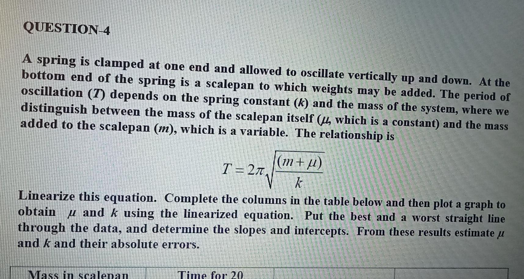 P3 Question 3 Linearise The Following Equations Also Indicate With The Aid Of A Sketch What Would Be Plotted On The Y 3