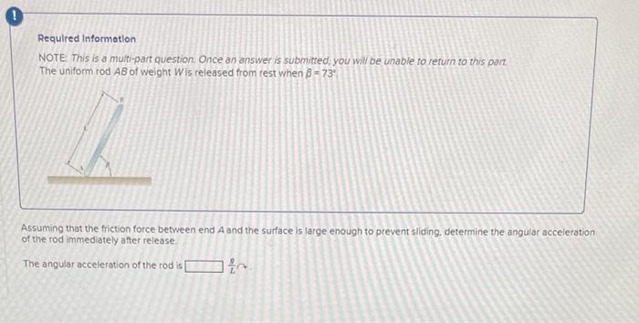 O Required Information Note This Is A Multi Part Question Once An Answer Is Submitted You Will Be Unable To Return To T 1