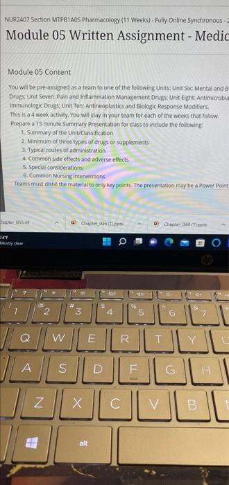 Nur2407 Section Mtpb1aos Pharmacology 11 Weeks Fully Online Synchronous Module 05 Written Assignment Medic Modul 1