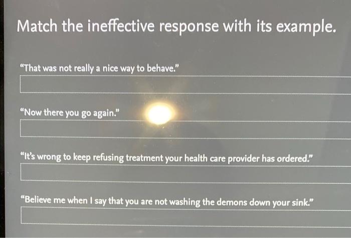 Match The Ineffective Response With Its Example That Was Not Really A Nice Way To Behave Now There You Go Again 1