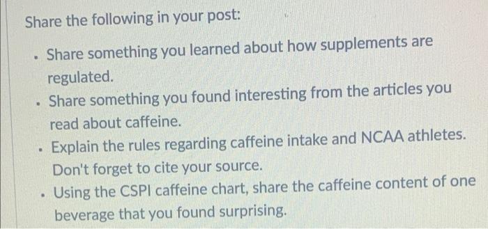 Share The Following In Your Post Share Something You Learned About How Supplements Are Regulated Share Something You F 1