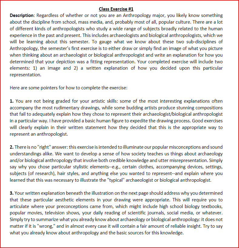 Class Exercise 1 Description Regardless Of Whether Or Not You Are An Anthropology Major You Likely Know Something Abo 1