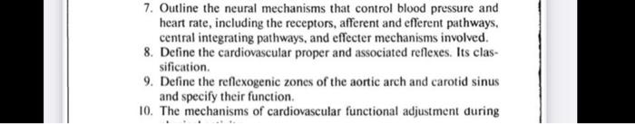 7 Outline The Neural Mechanisms That Control Blood Pressure And Heart Rate Including The Receptors Afferent And Effer 1
