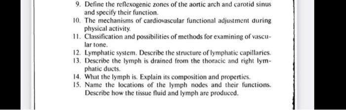 9 Define The Reflexogenic Zones Of The Aortic Arch And Carotid Sinus And Specify Their Function 10 The Mechanisms Of 1