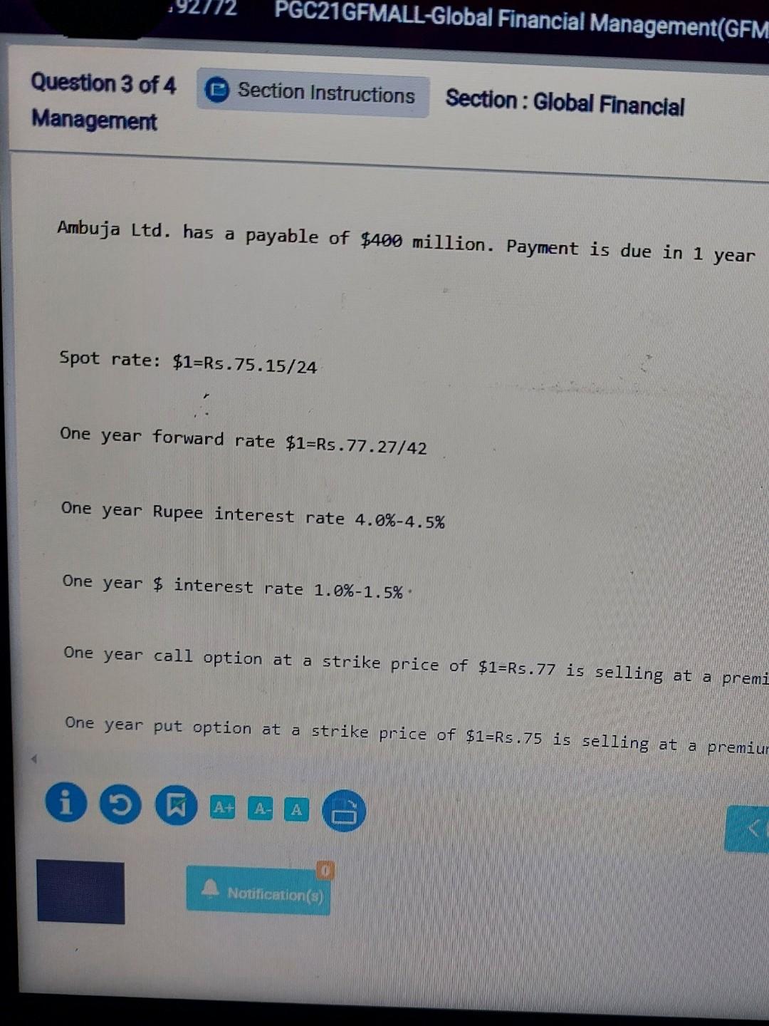 1927 Pgc21gfmall Global Financial Management Gfm D Section Instructions Question 3 Of 4 Management Section Global Fin 1