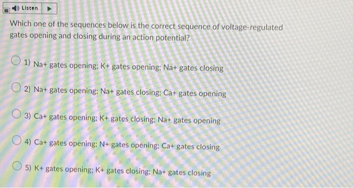 Listen Which One Of The Sequences Below Is The Correct Sequence Of Voltage Regulated Gates Opening And Closing During An 1