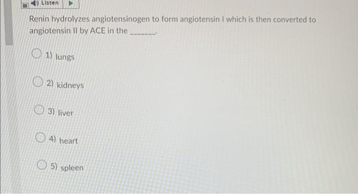 Question 72 2 Points Listen The Kidneys Secrete The Enzyme Renin Which O 1 Stimulate The Conversion Of Calcidiol To 2