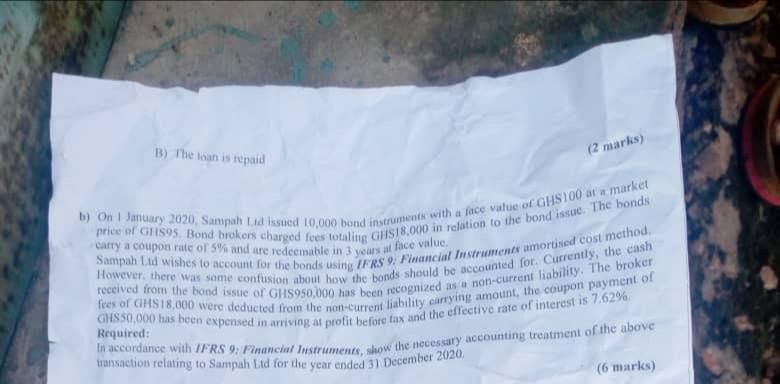Question 2 A Sampah Limited Issued A Ghs5 000 000 18 Convertible Loan Note At Par On 1 January 2020 With Interest Paya 2