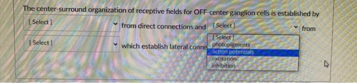 From The Center Surround Organization Of Receptive Fields For Off Center Ganglion Cells Is Established By Select From D 2