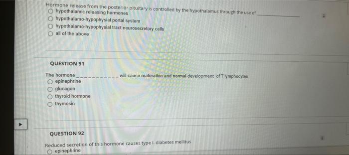 Hormone Release From The Posterior Pituitary Is Controlled By The Hypothalamus Through The Use Of Hypothalamic Releasing 1