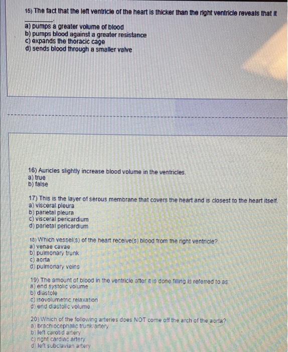 1 Which Of The Following Is The Correct Order Of Blood Flow A Right Atrium Left Atrium Right Ventricle Left Ventri 3
