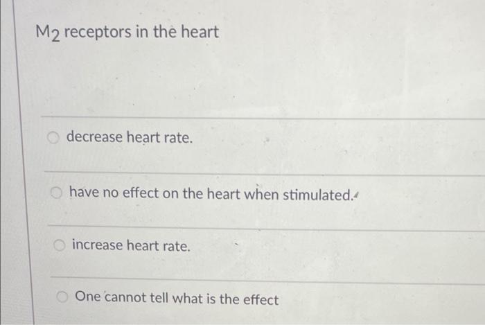 M2 Receptors In The Heart Decrease Heart Rate Have No Effect On The Heart When Stimulated Increase Heart Rate One Can 1