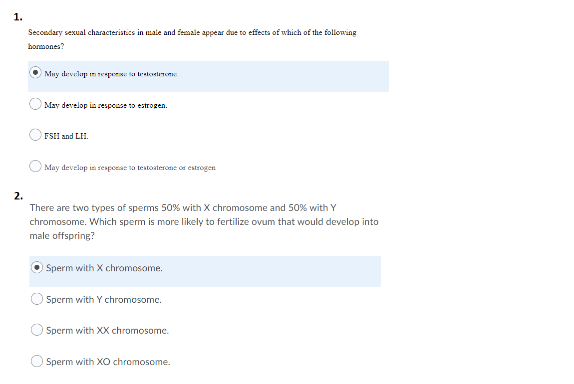 1 Secondary Sexual Characteristics In Male And Female Appear Due To Effects Of Which Of The Following Hormones May Dev 1