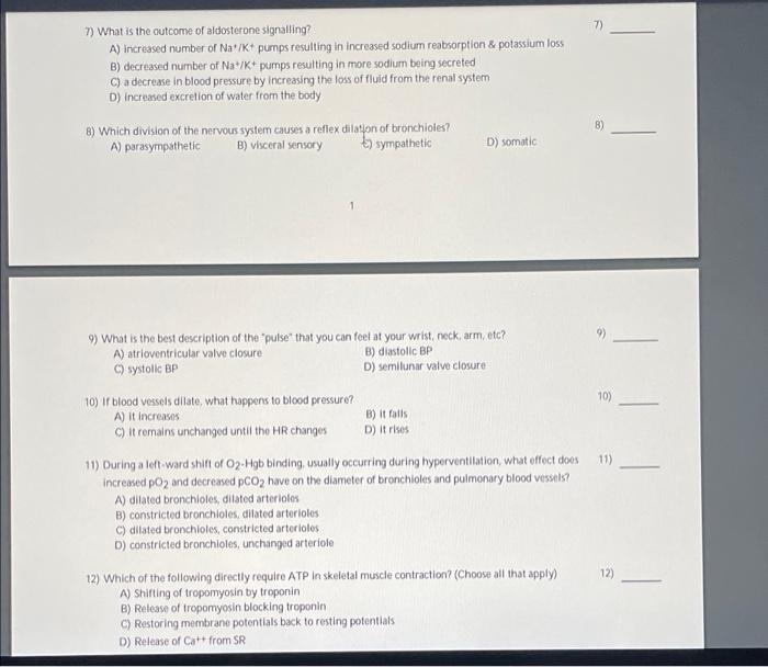 7 7 What Is The Outcome Or Aldosterone Signalling A Increased Number Of Na Pumps Resulting In Increased Sodium Reab 1
