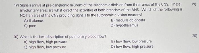 19 19 Signals Arrive At Pre Ganglionic Neurons Of The Autonomic Division From Three Areas Of The Cns These Involuntar 1