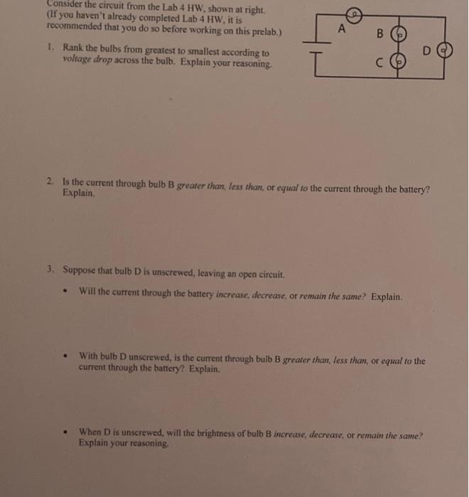 Consider The Circuit From The Lab 4 Hw Shown At Right If You Haven T Already Completed Lab 4 Hw It Is Recommended Tha 1