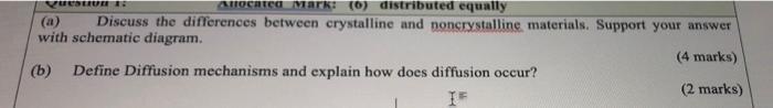 Vuelva Allocated Mark 0 Distributed Equally Discuss The Differences Between Crystalline And Noncrystalling Materials 1