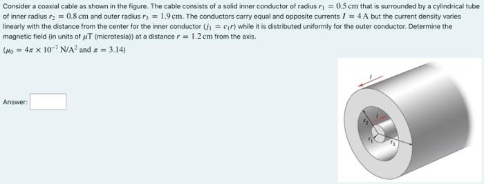 Consider A Coaxial Cable As Shown In The Figure The Cable Consists Of A Solid Inner Conductor Of Radius N 0 5 Cm That 1