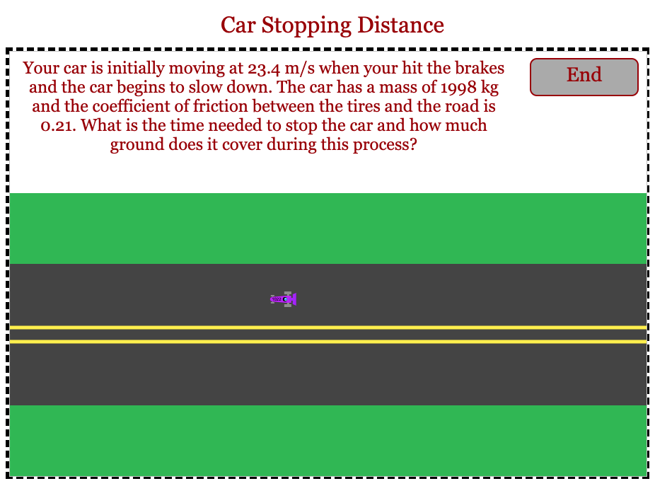 Car Stopping Distance End Your Car Is Initially Moving At 23 4 M S When Your Hit The Brakes And The Car Begins To Slow D 1