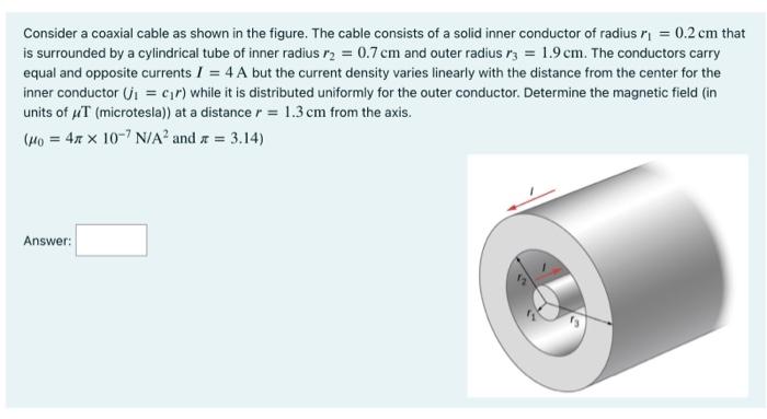 Consider A Coaxial Cable As Shown In The Figure The Cable Consists Of A Solid Inner Conductor Of Radius N 0 2 Cm That 1