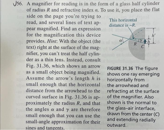 R Rct 1 H 156 A Magnifier For Reading Is In The Form Of A Glass Half Cylinder Of Radius R And Refractive Index N To U 1