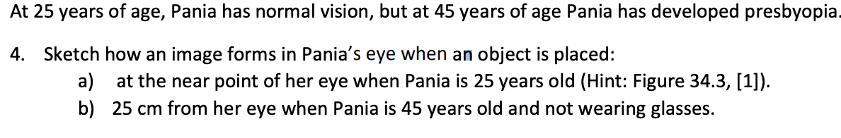 At 25 Years Of Age Pania Has Normal Vision But At 45 Years Of Age Pania Has Developed Presbyopia 4 Sketch How An Ima 1