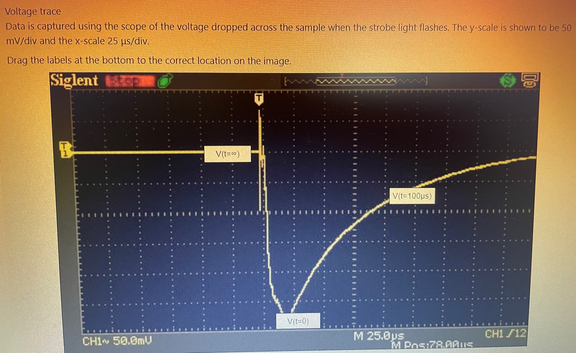 Voltage Trace Data Is Captured Using The Scope Of The Voltage Dropped Across The Sample When The Strobe Light Flashes T 1