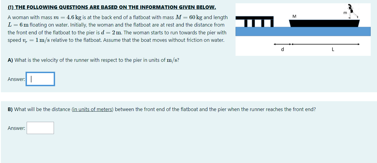 M M The Following Questions Are Based On The Information Given Below A Woman With Mass M 4 6 Kg Is At The Back En 1