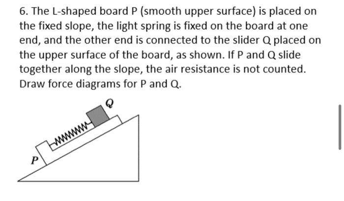 6 The L Shaped Board P Smooth Upper Surface Is Placed On The Fixed Slope The Light Spring Is Fixed On The Board At O 1
