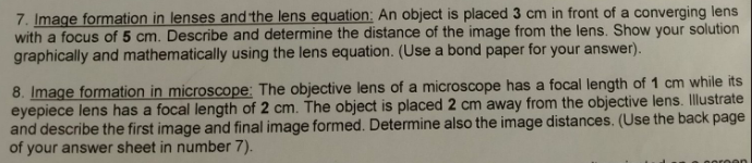 7 Image Formation In Lenses And The Lens Equation An Object Is Placed 3 Cm In Front Of A Converging Lens With A Focus 1