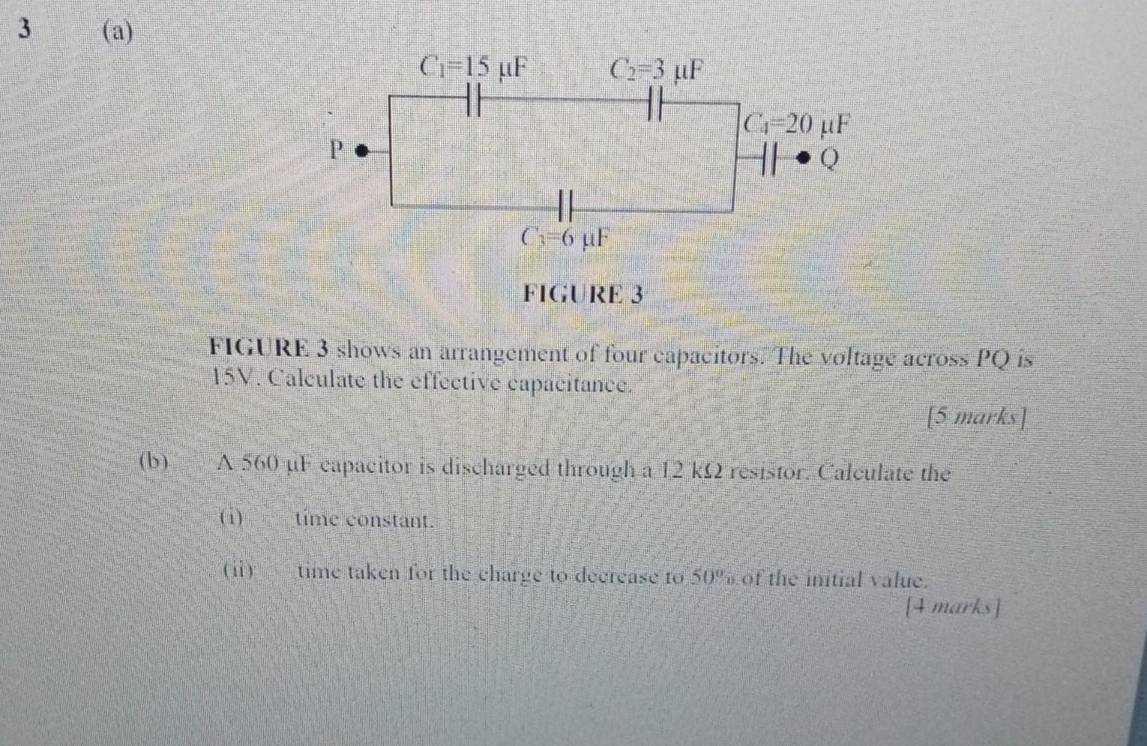 3 A C1 15 F C 3 Uf Th C 20 Uf Hq Ii 6 F Figure 3 Figure 3 Shows An Arrangement Of Four Capacitors The Voltage Acr 1