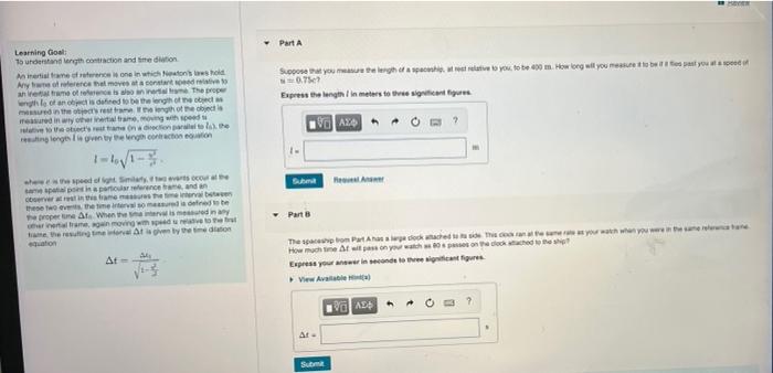 Part A Learning Goal To Understandength Contraction And Time To Eine On One In Which To Hold Anyone Of The Moves And To 1