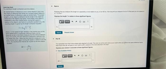 Part A Learning Goal To Understandength Contraction And Time To Eine On One In Which To Hold Anyone Of The Moves And To 3
