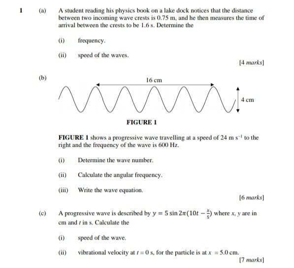 1 A A Student Reading His Physics Book On A Lake Dock Notices That The Distance Between Two Incoming Wave Crests Is 0 1