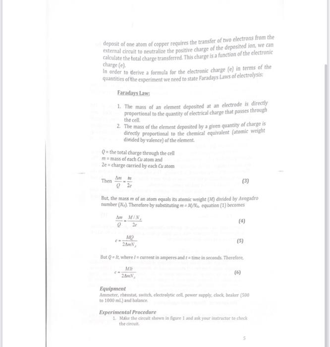 Lab 1 Determination Of The Charge On An Electron By The Method Of Electrolysis Introduction In This Experiment We Wish 2