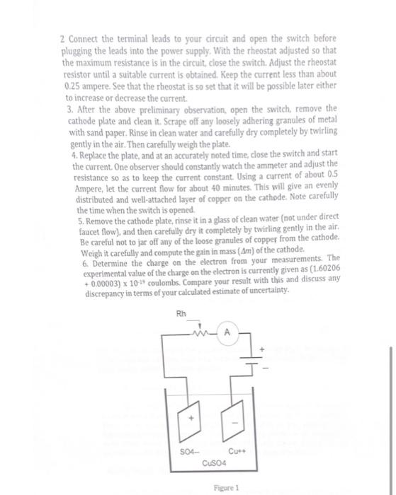 Lab 1 Determination Of The Charge On An Electron By The Method Of Electrolysis Introduction In This Experiment We Wish 3