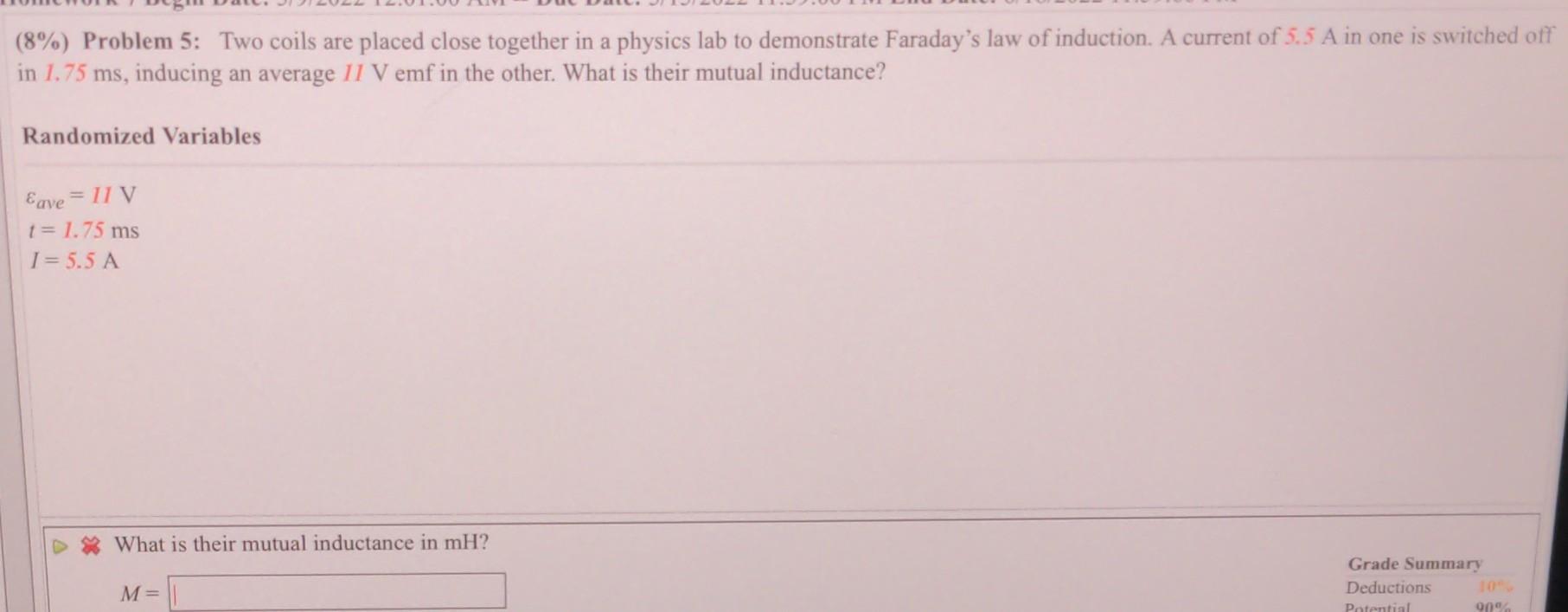 8 Problem 5 Two Coils Are Placed Close Together In A Physics Lab To Demonstrate Faraday S Law Of Induction A Curren 1