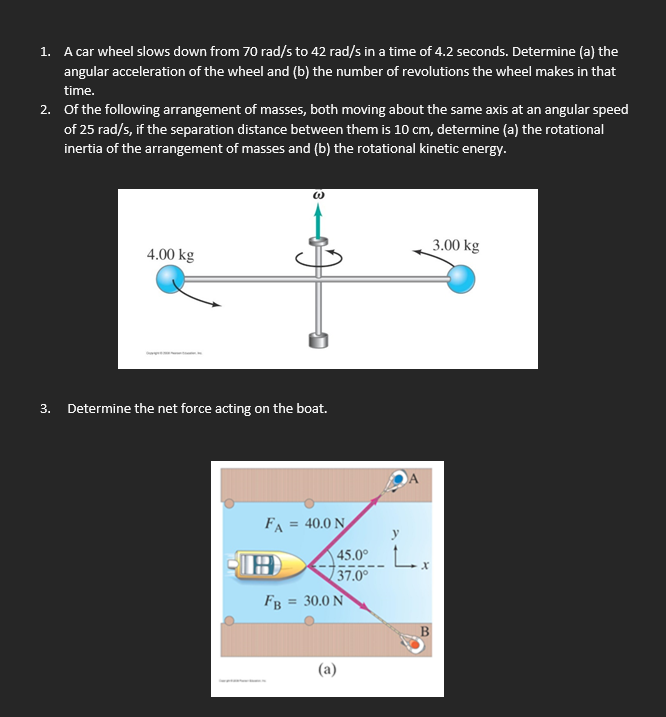 1 A Car Wheel Slows Down From 70 Rad S To 42 Rad S In A Time Of 4 2 Seconds Determine A The Angular Acceleration Of 1