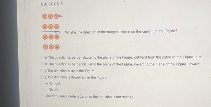Question 1 What Is The Direction Of The Magnetic Force On The Current In The Figure Oooo Oooo The Direction Is Perpendi 3