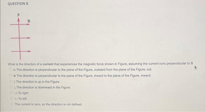 Question 7 What Is The Direction Of A Current That Experiences The Magnetic Force Shown In Figure Assuming The Current 2